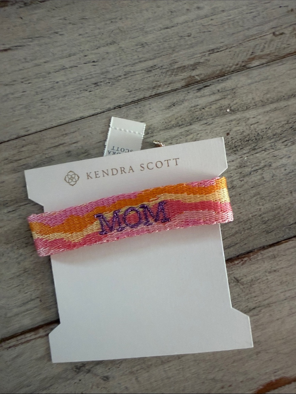 Kendra Scott Pink Orange Yellow 'MOM' bracelet
